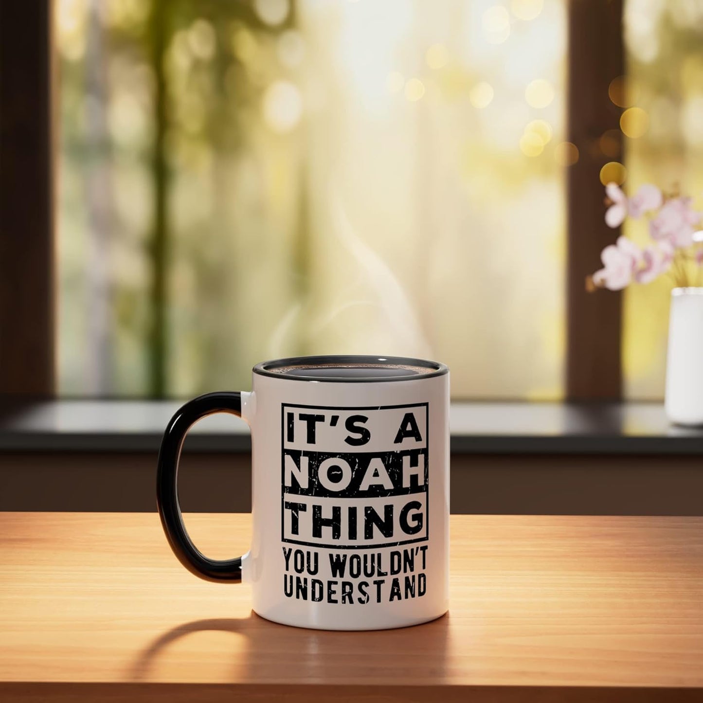 Taza cerámica con frase divertida en negro y blanco