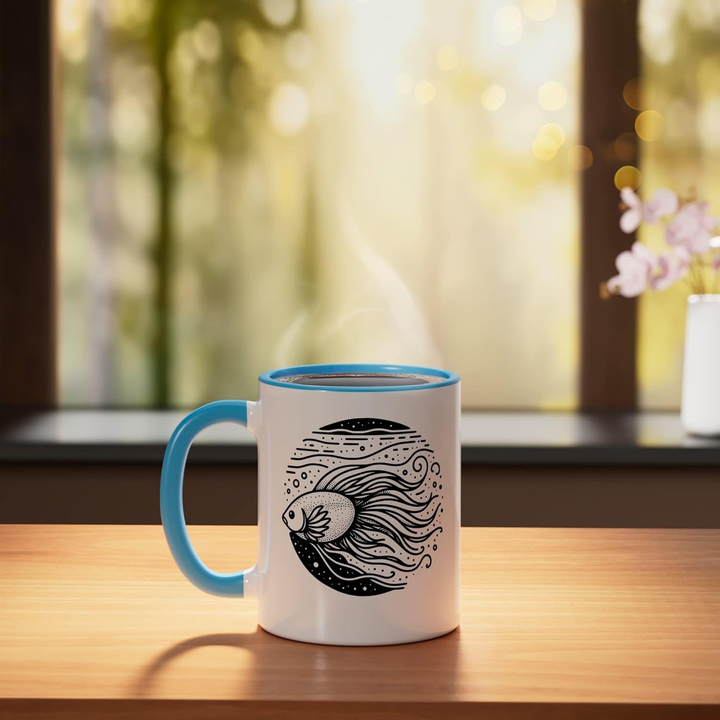 Taza cerámica Celestial Pearl Danio Line Art azul/blanco