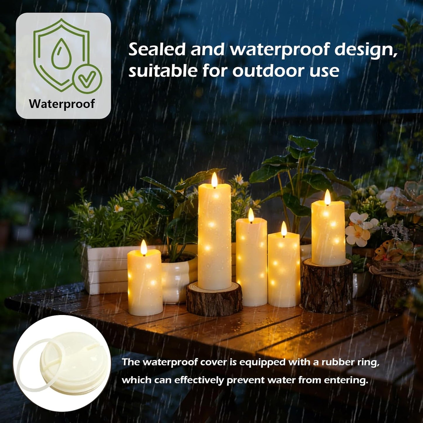Velas LED parpadeantes con cuerda estrella exteriores