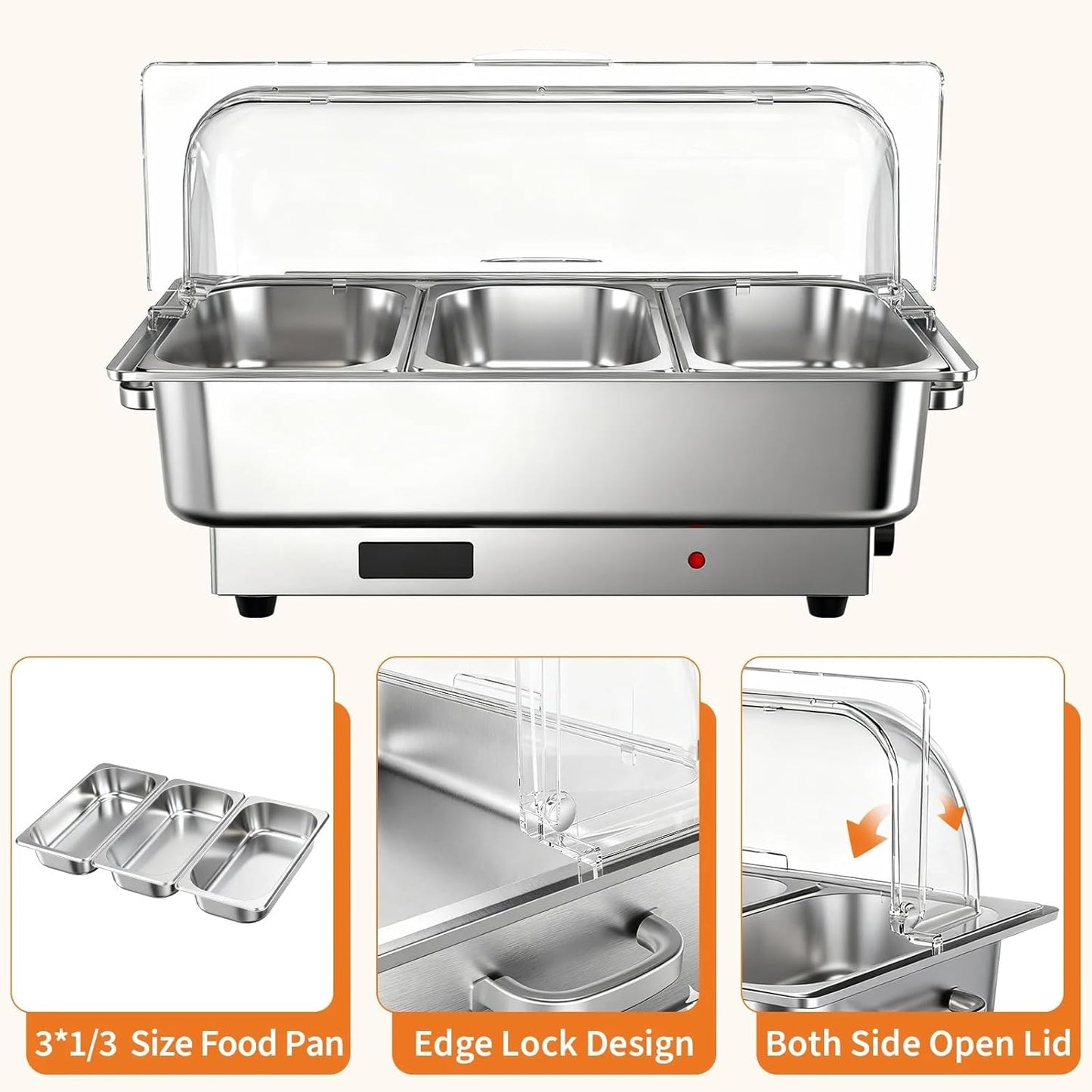 Juego 3 calentadores acero inox 600W pantalla digital