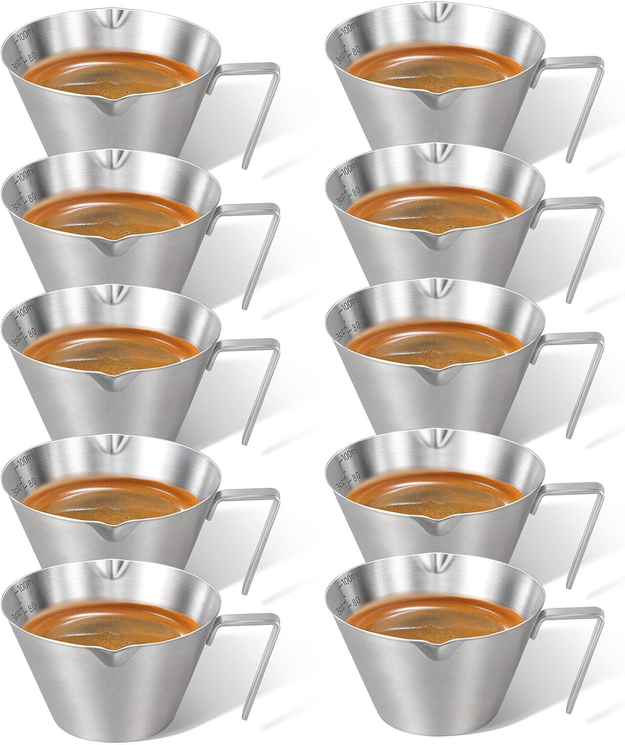 Tazas de café expreso de acero inoxidable doble boquilla 3.4 oz