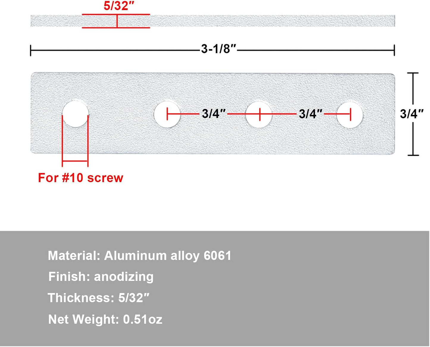 Placa unión 4 agujeros para perfil aluminio ranura T