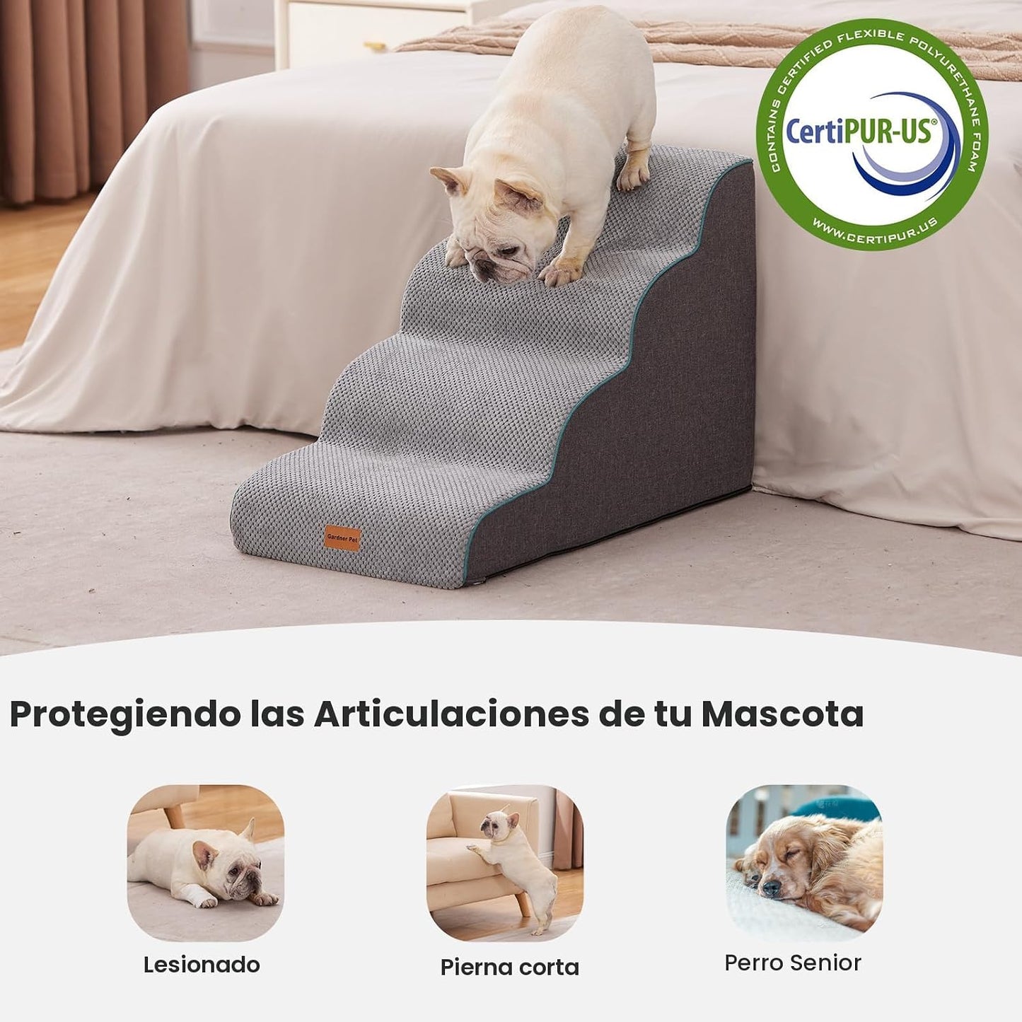Escaleras 4 escalones para perros 18.5pulg curvadas