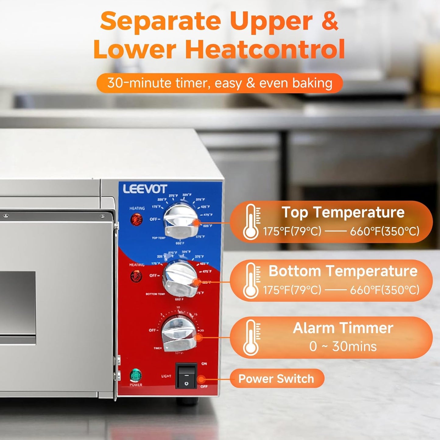 Horno pizza 16 pulgadas 1800W encimera certificado ETL