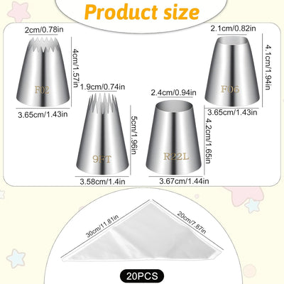 Set 4 Puntas Pastelería Acero Inox para Glaseado Churros