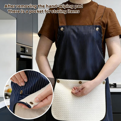 Delantal impermeable con bolsillos y 2 toallas, talla grande para chef
