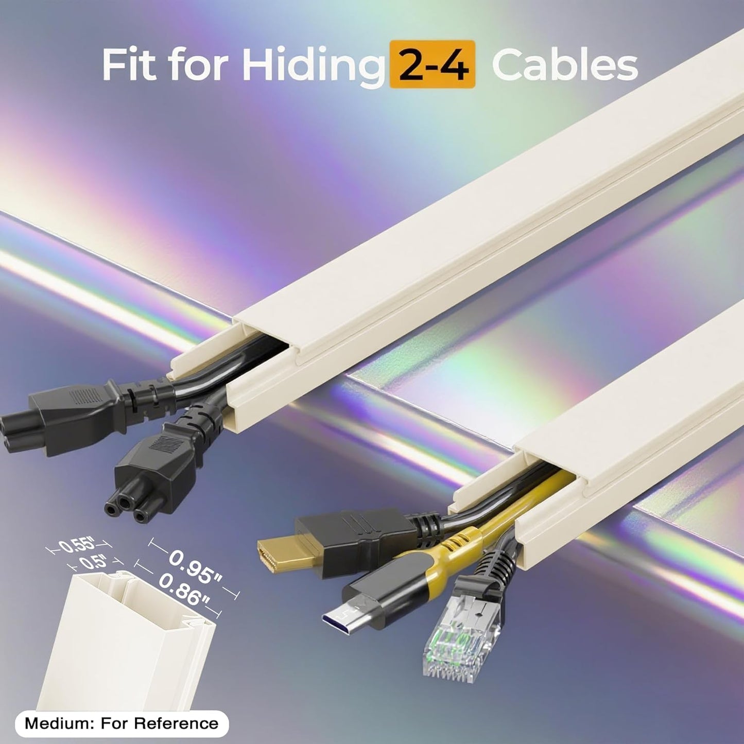 Kit ocultador cable 113.4pulg cubiertas autoadhesivas pared