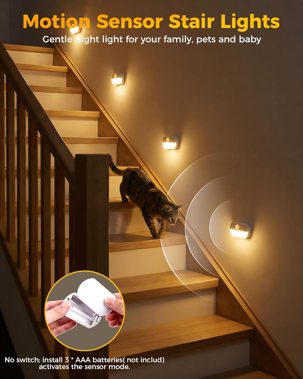 4 Luces Escalera Sensor Movimiento Batería Led Inalámbricas