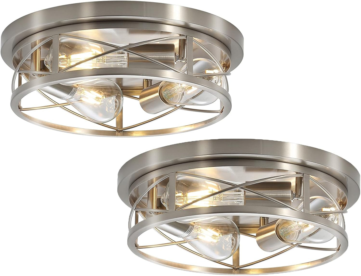 Lámpara techo níquel cepillado 3 luces empotrado baño pasillo dormitorio cocina