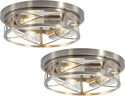 Lámpara techo níquel cepillado 3 luces empotrado baño pasillo dormitorio cocina