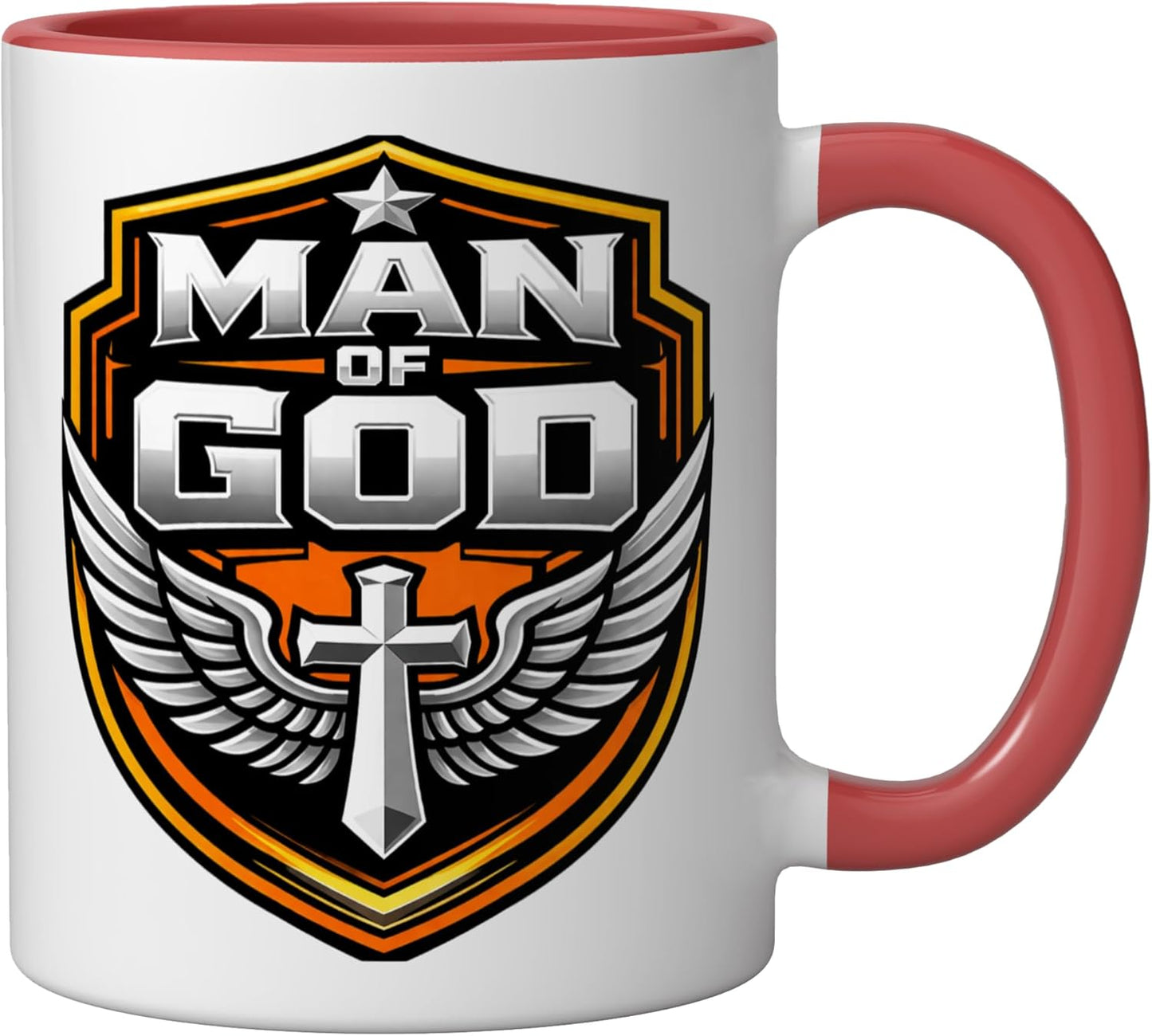 Taza cerámica para hombre de fe en Cristo Rojo/Blanco