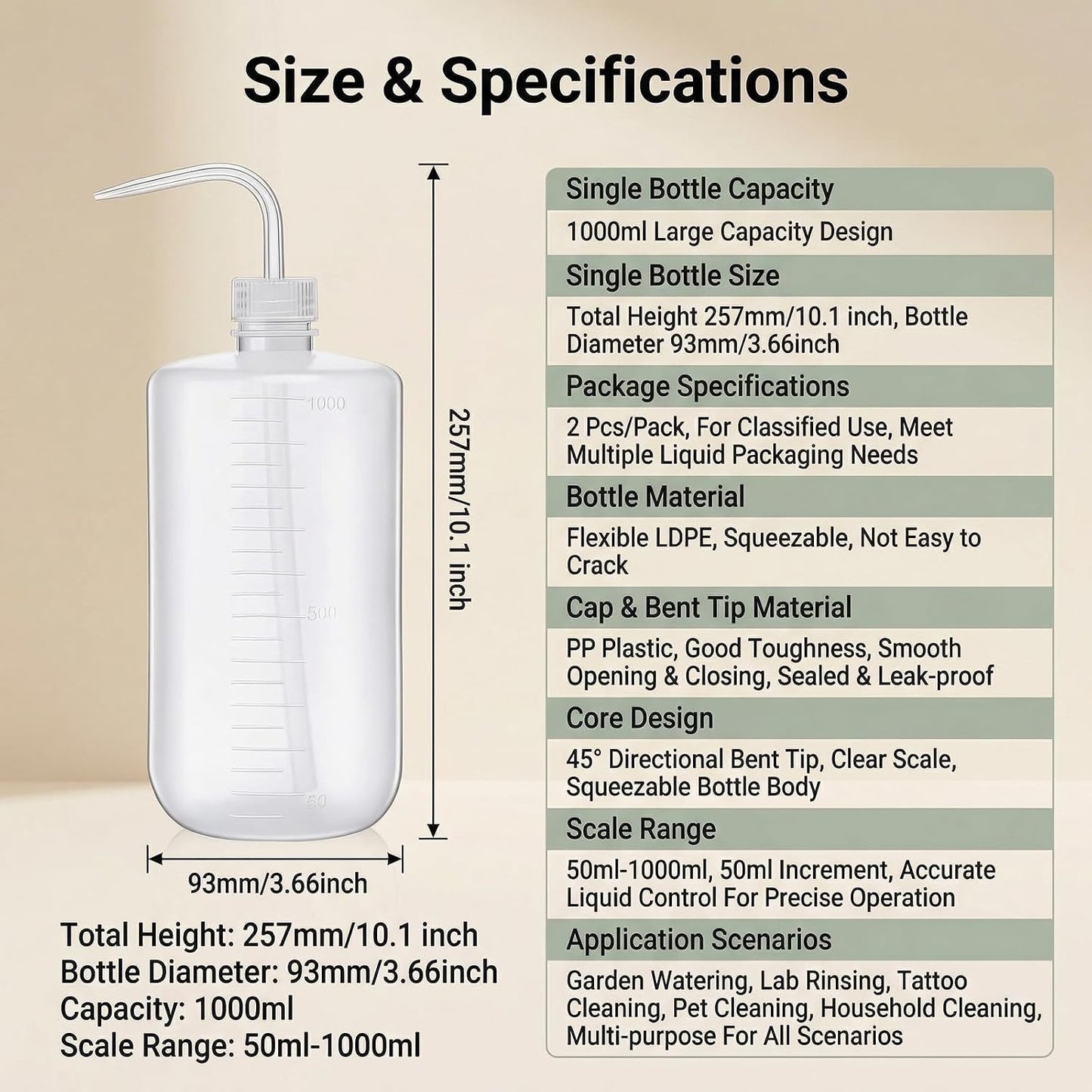 2 Botellas Plástico Vacío 33.8oz Riego Doble Medición