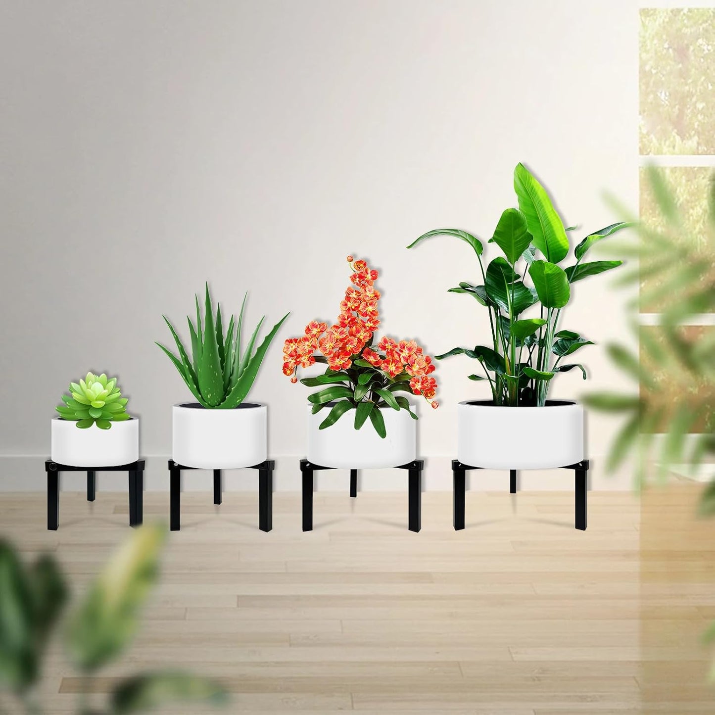 4 Soportes Metal Ajustables 5-10pulg Interiores Exteriores Negro