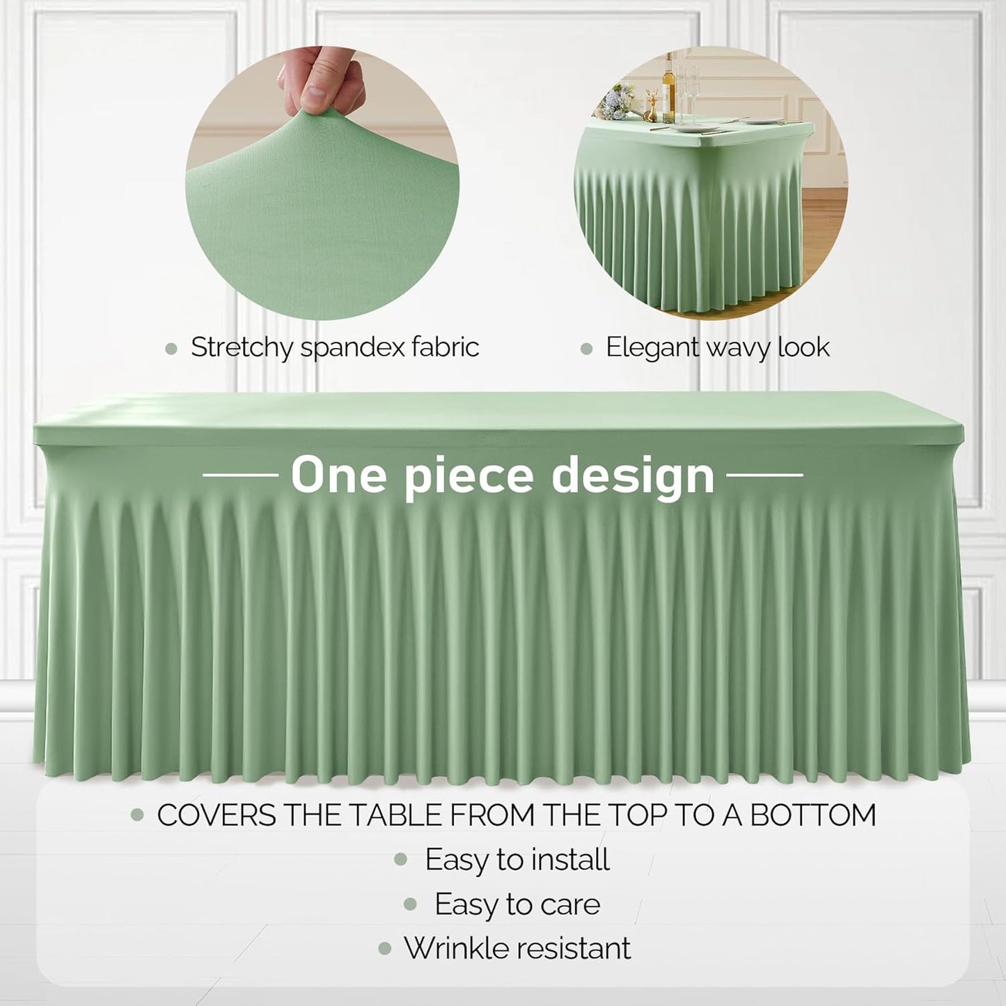 Paquete de 6 manteles verdes para mesa rectangular de 6 pies