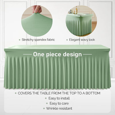 Paquete de 6 manteles verdes para mesa rectangular de 6 pies