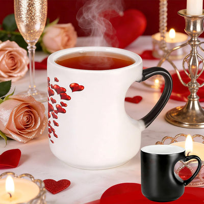 Taza termocrómica en forma de corazón que cambia de color, regalo para parejas