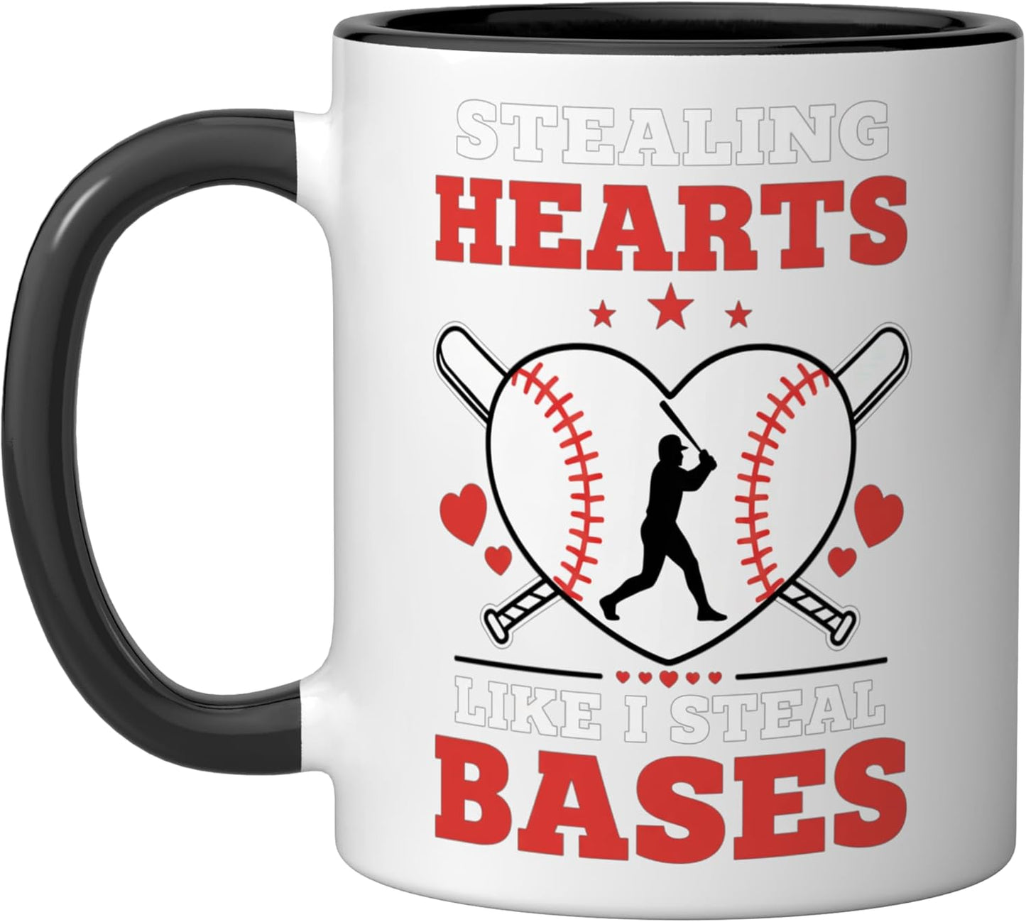Taza de cerámica romántica de béisbol negra/blanca