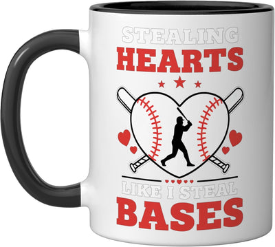 Taza de cerámica romántica de béisbol negra/blanca
