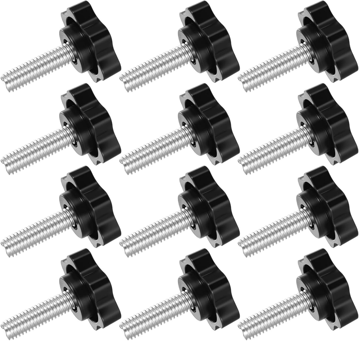 12 Tuercas Moleteadas 1/4pulg 20x0.8pulg Perilla Negra