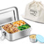 Caja bento de acero inoxidable para niños con tapas y divisores