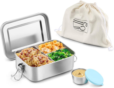 Caja bento de acero inoxidable para niños con tapas y divisores