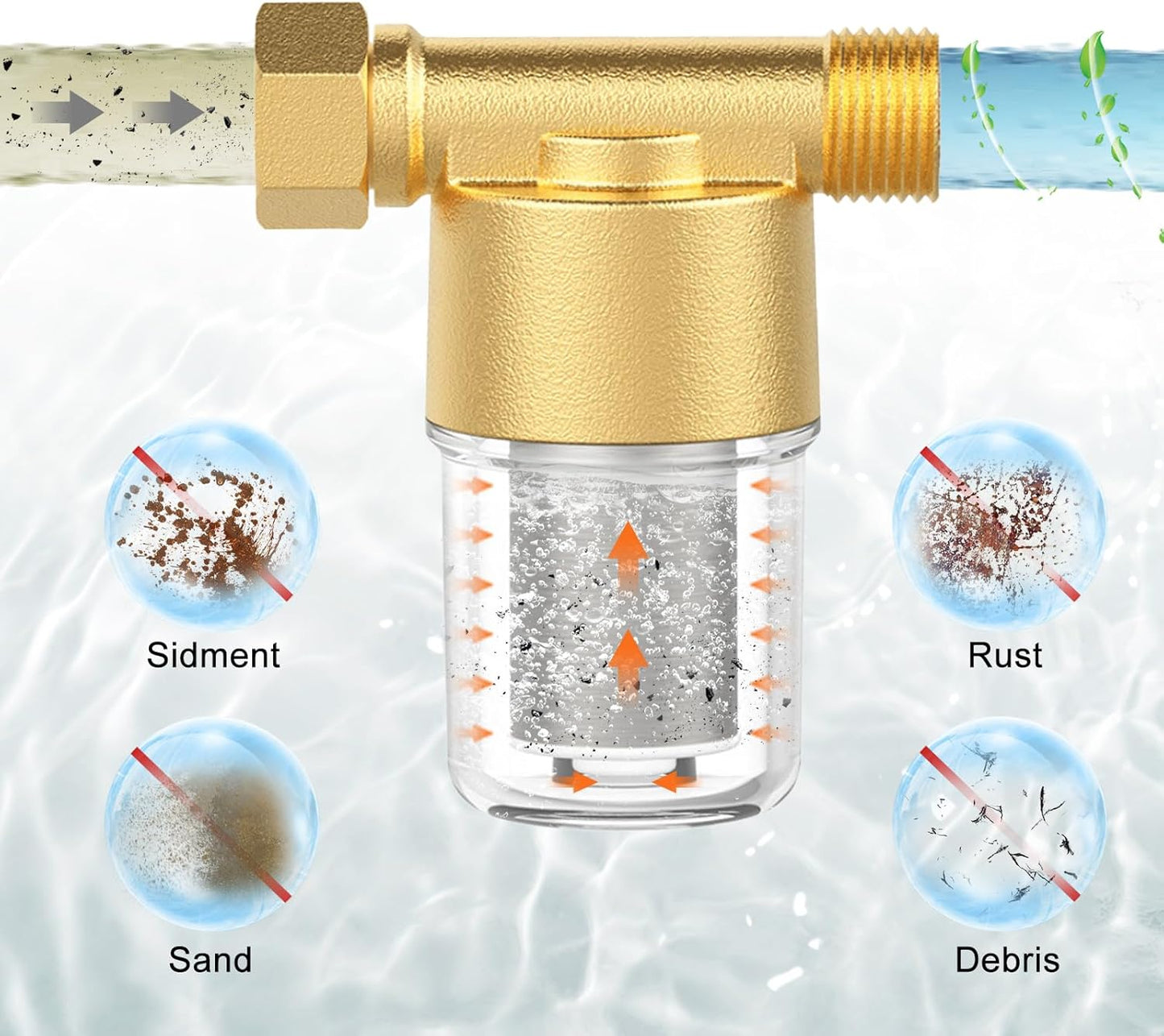 Filtro sedimentos reutilizable para calentadores de agua