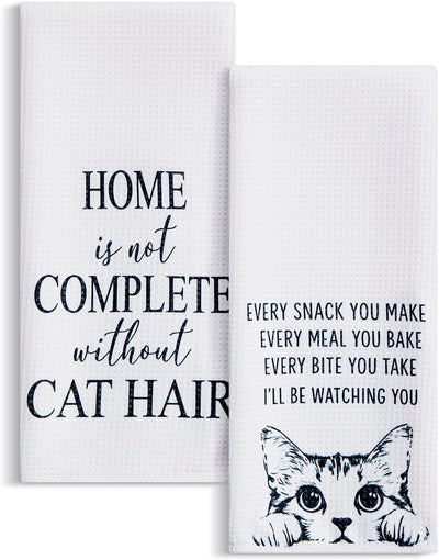 Juego de 2 toallas de cocina gofre 18 x 30 pulgadas absorbentes para gatos