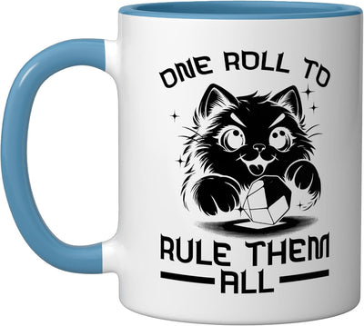 Taza Cerámica Juego de Rol D20 Mesa de Juego Azul/Blanco
