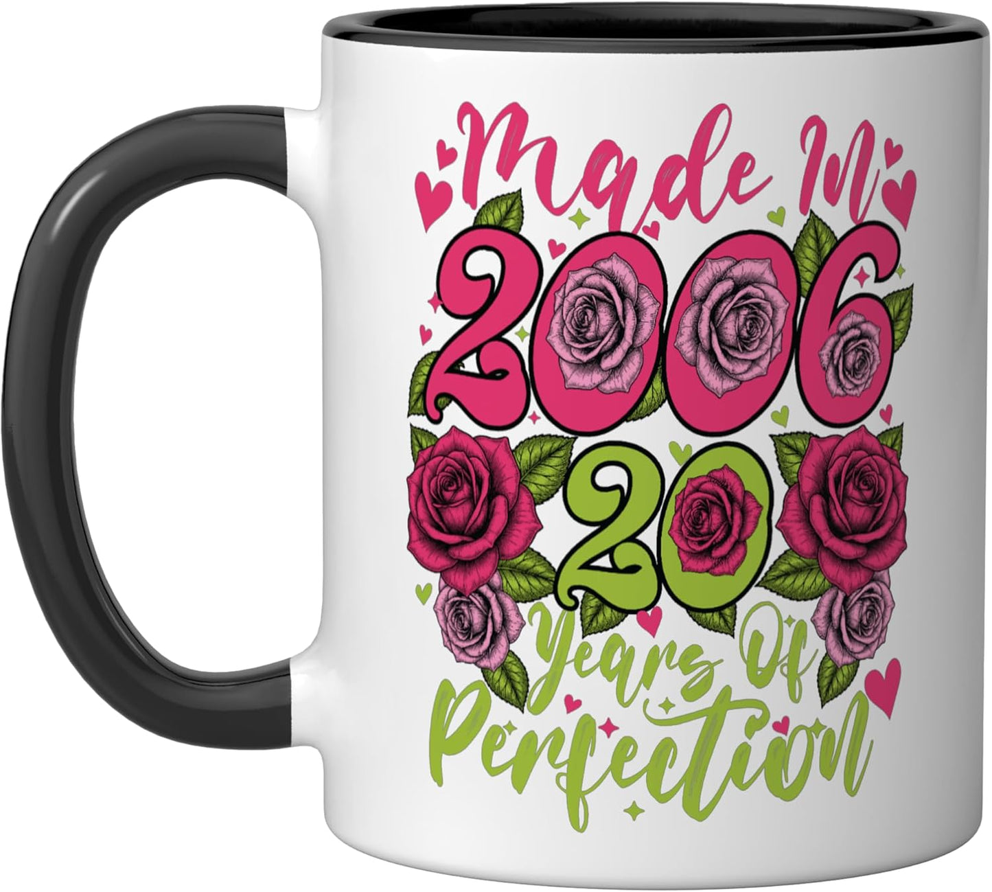 Taza cerámica floral para cumpleaños 20 años