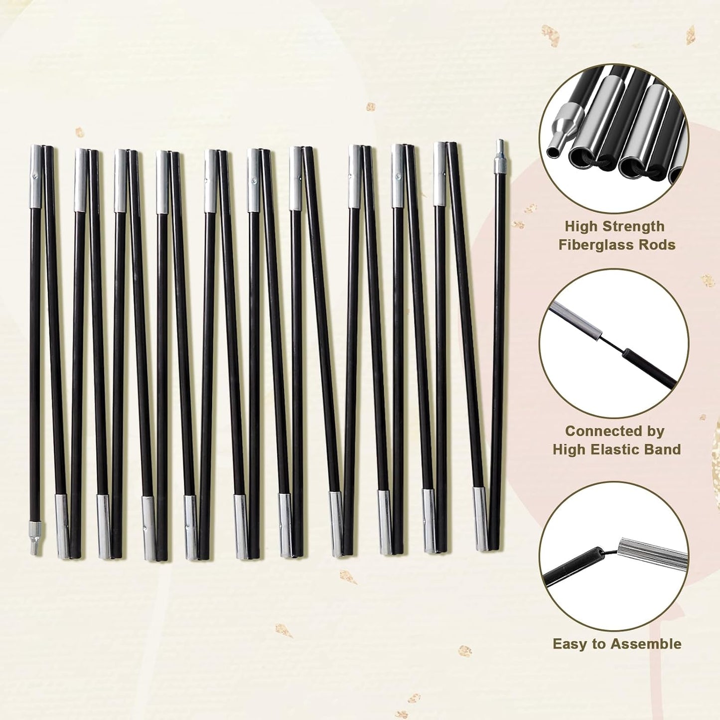 Kit arco globos 7.4x10ft fibra vidrio ajustable negro