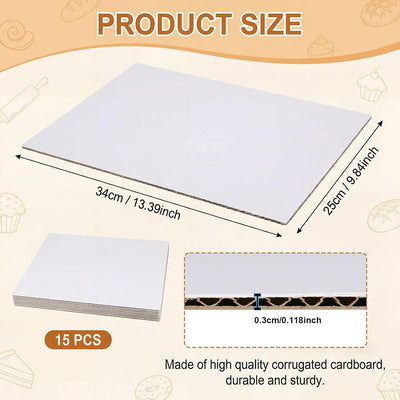 Tableros para tartas de 13.39 x 9.84 pulgadas, cartón blanco resistente