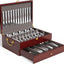 Caja almacenamiento cubiertos madera 2 capas nuez