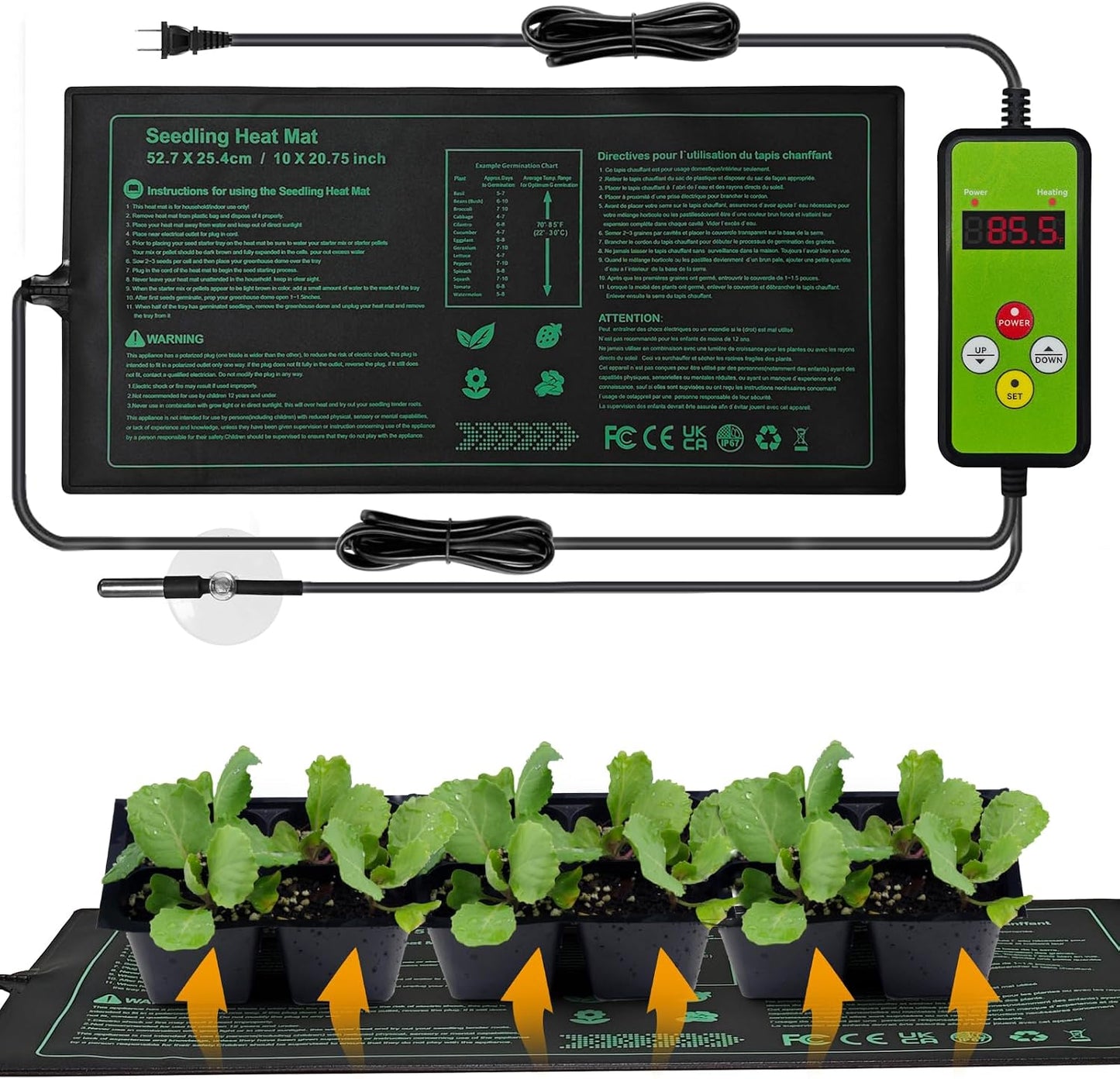 Tapete térmico con termostato para germinación de plantas