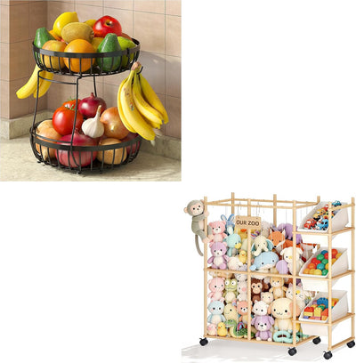 Cesta frutas 2 niveles con ganchos y 3 contenedores