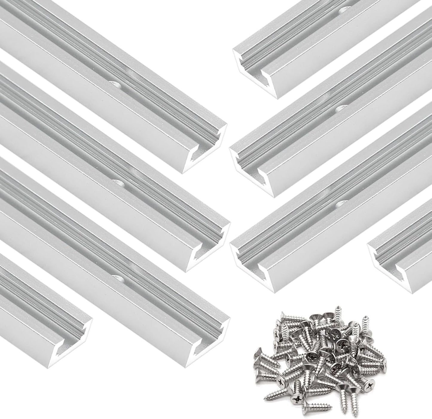 8 Pistas T Aluminio Plateado 48pulg Universal con Agujeros