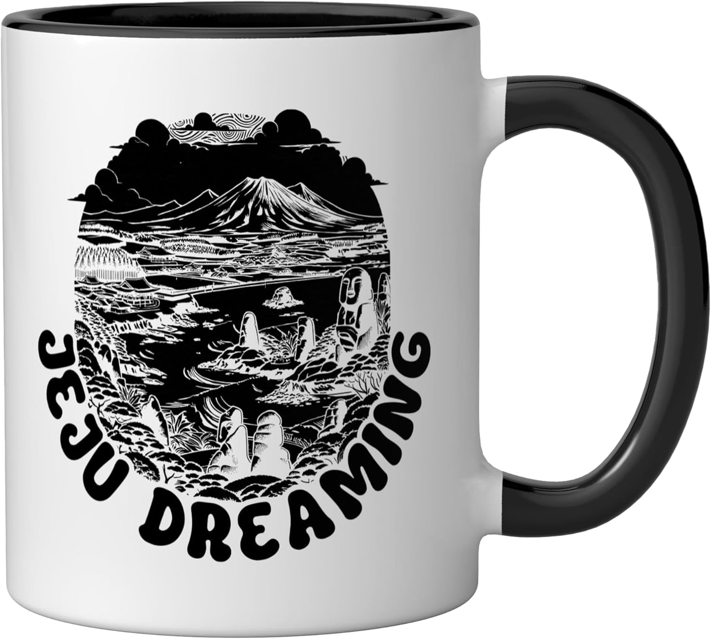 Taza Cerámica Corea Jeju Isla Sur Corea Negro/Blanco