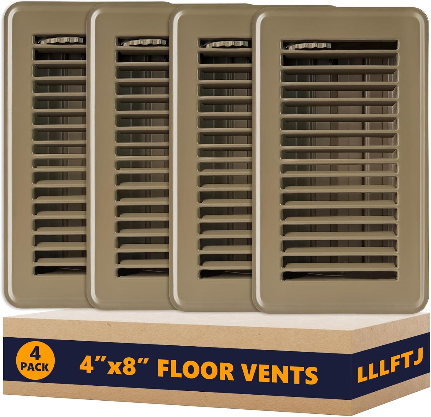 4 Rejillas Ventilación 4x8pulg Ajustables Piso Hogar