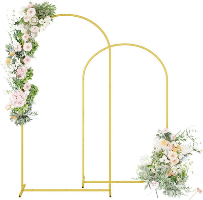2 Pzas Soporte Arco Metal 7.2x6.0ft para Bodas Eventos Dorado