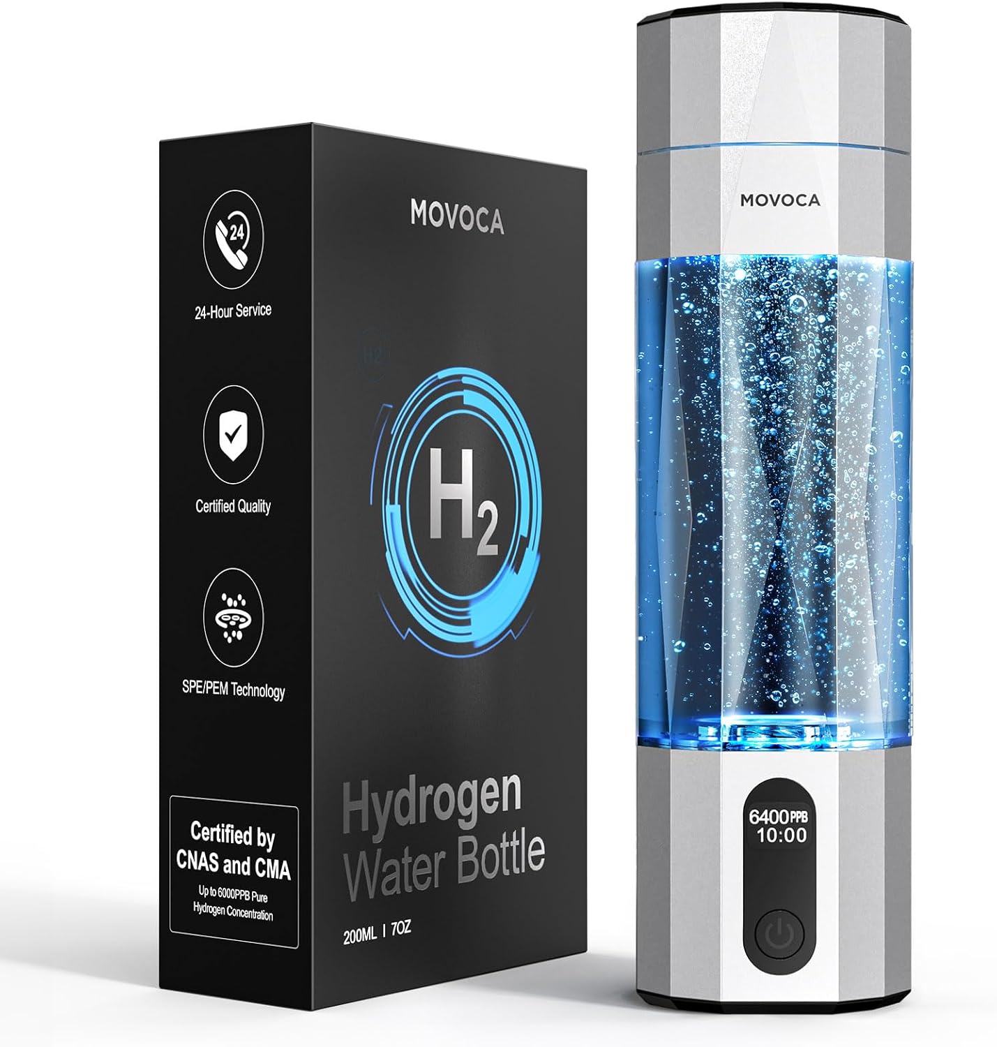 Botella agua hidrógeno generador SPE PEM 6400PPB 7oz