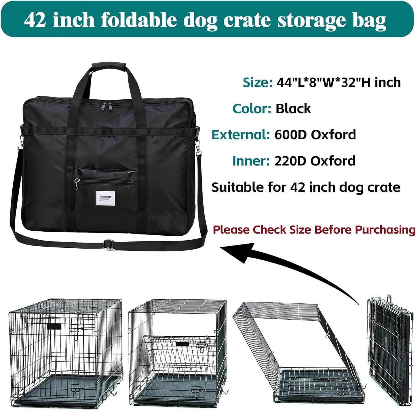 Bolsa almacenamiento jaulas perros 42pulg resistente impermeable