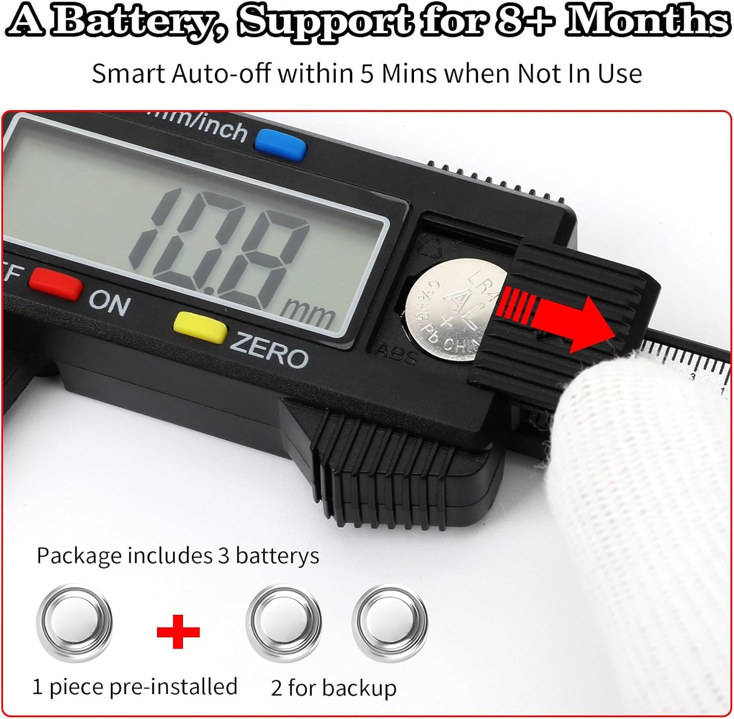 Calibre digital 6pulg LCD automático con funda plástica