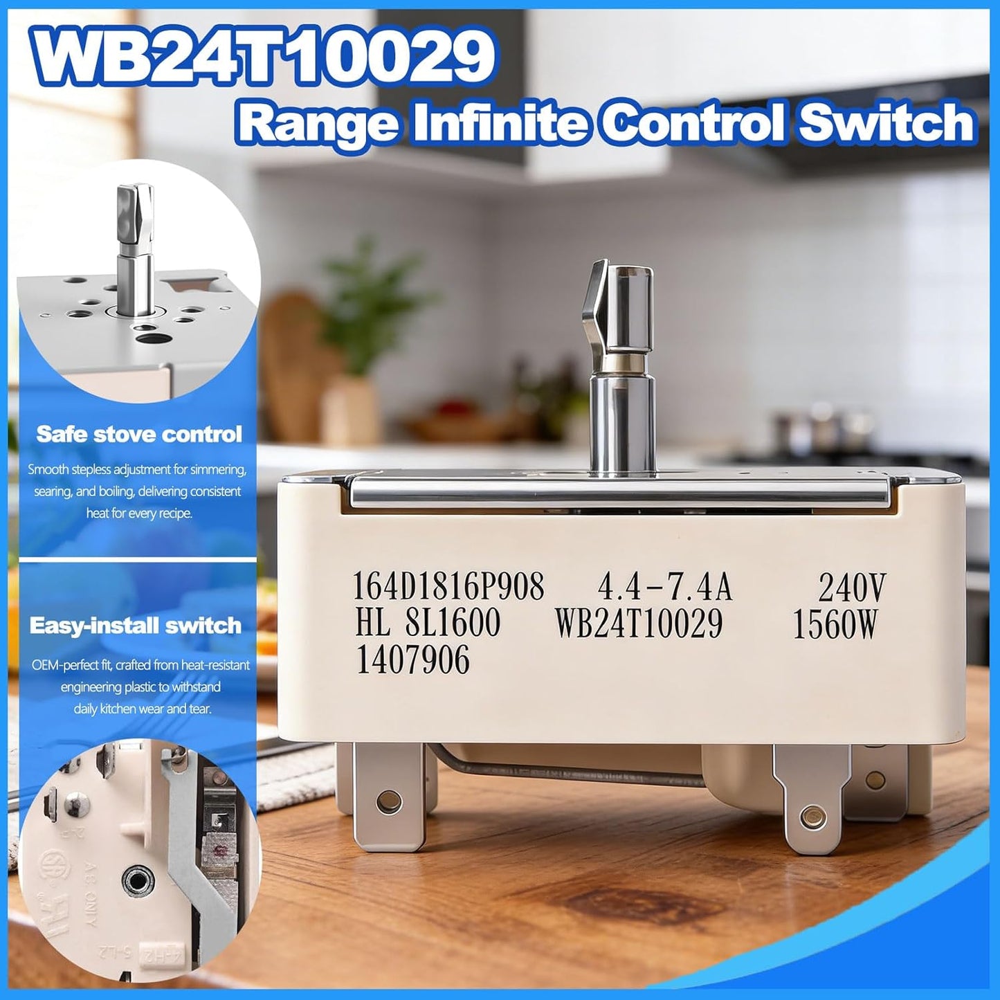 Interruptor control infinito para quemador 6 pulg GE