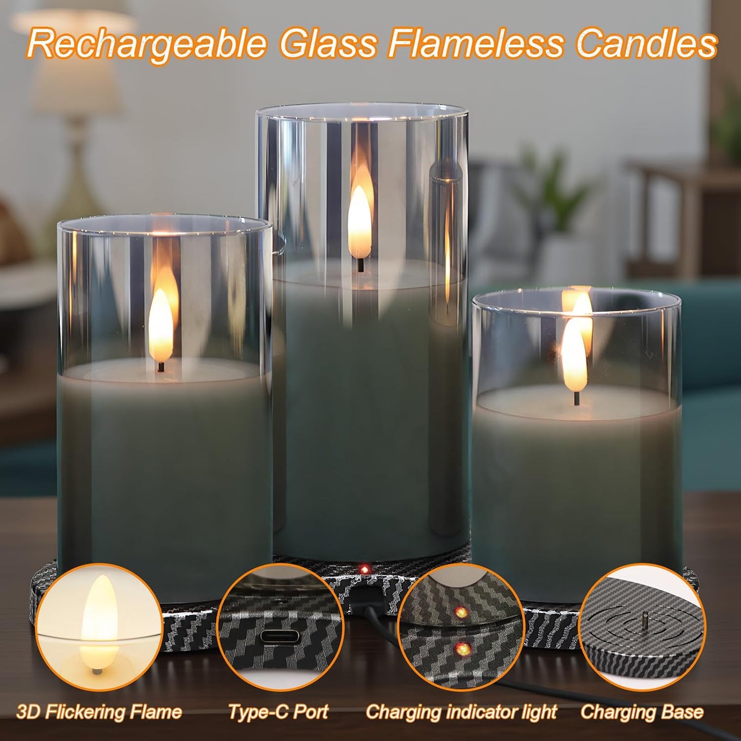 Velas LED recargables con temporizador 3 en 1 para fiesta hogar