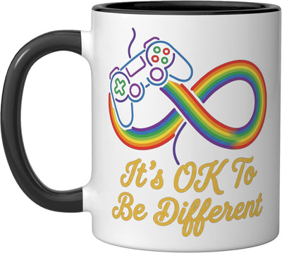 Taza cerámica rainbow infinity para autismo, negro/blanco