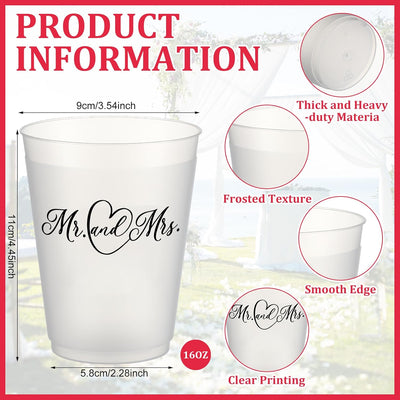 16 Vasos Plástico Esmerilado Reutilizable 16oz Boda
