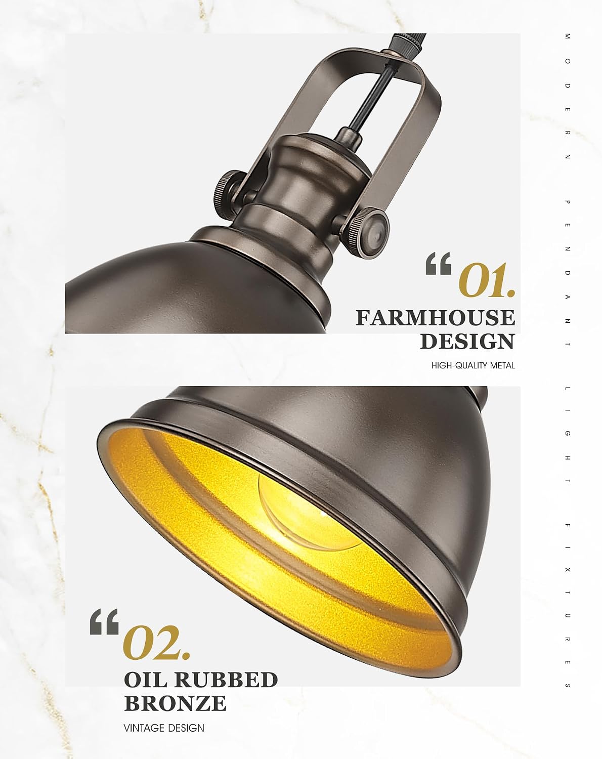 Luces colgantes isla cocina 8pulg metal bronce aceitado