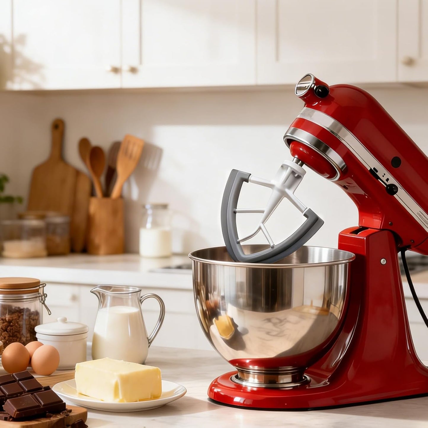 Batidor de borde flexible para Kitchenaid con paleta de silicona y raspador