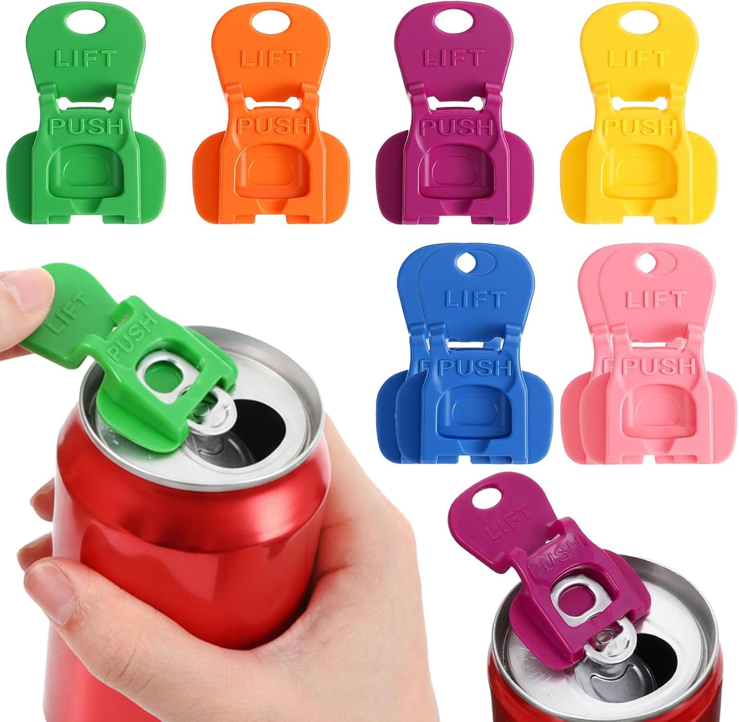 Juego de 8 abrelatas de soda fácil de usar con una sola mano