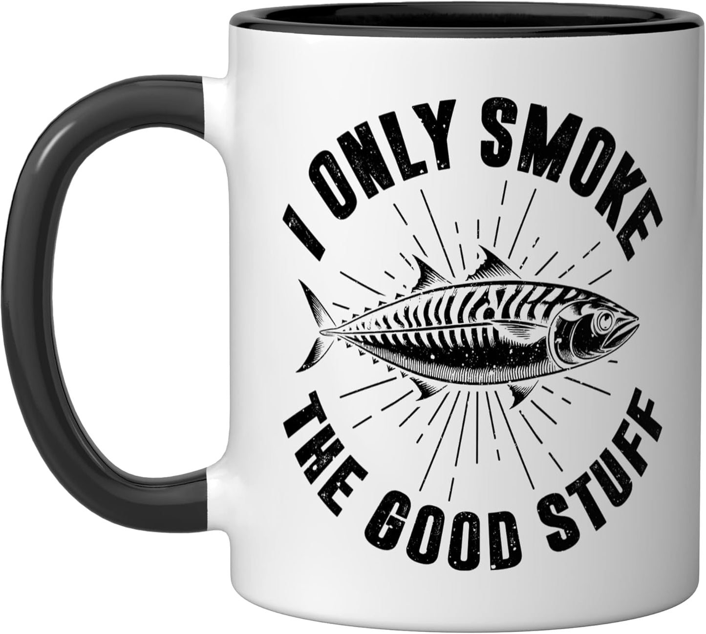 Taza cerámica para pesca de mackerel negra/blanca