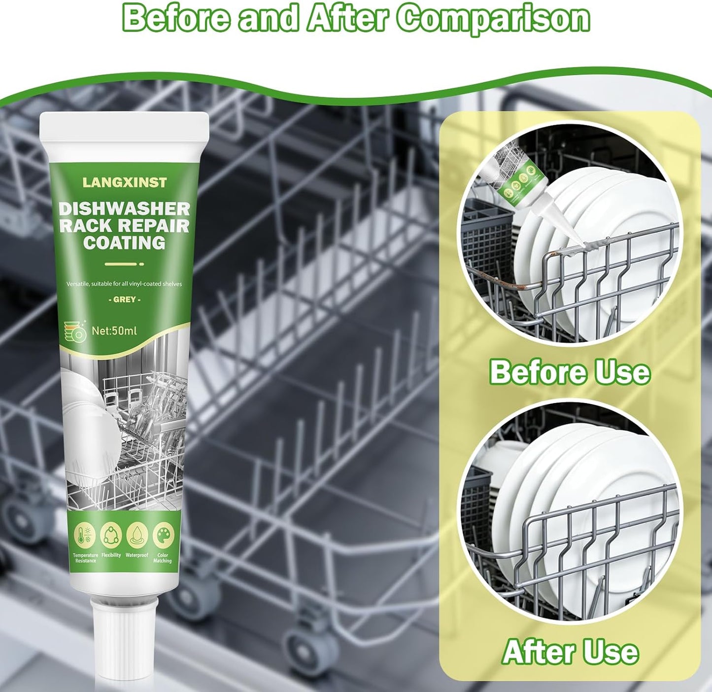 Kit reparación estante lavavajillas gris impermeable resistente